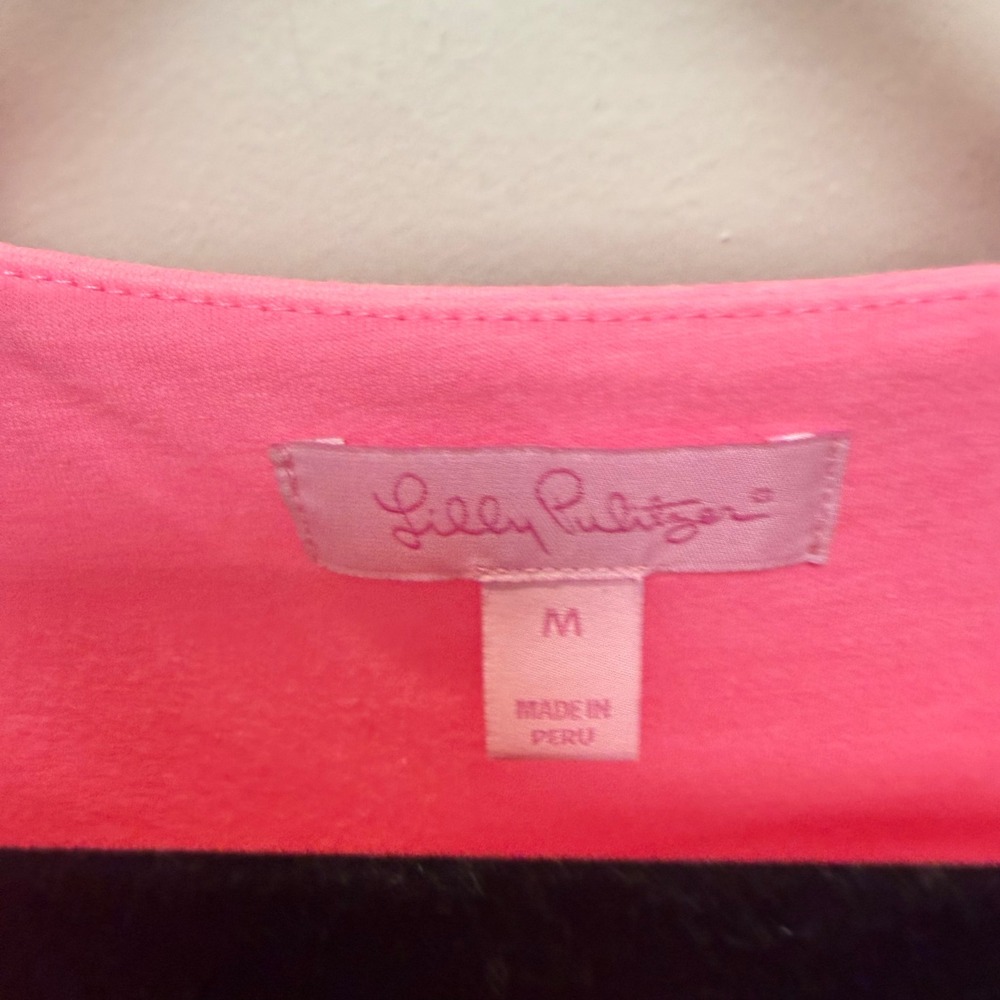 Lilly Pulitzer Cold Shoulder Top Womens M Pink Excellent Ruffle Ruffle Stretch - Picture 2 of 7
